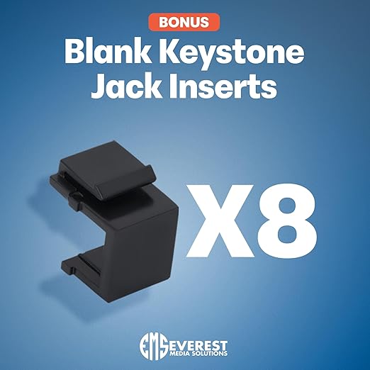 Everest 24 Port Keystone Patch Panel (4-Pack) - Removable 6-Port Panels - Use with Slim Profile Keystones ONLY (Wider Jacks May not fit Side by Side)