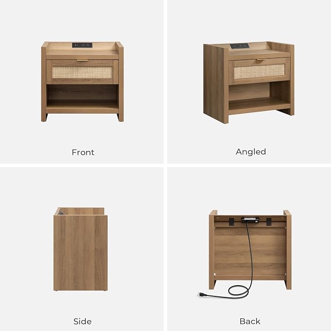 SICOTAS Rattan Night Stand Bedside Table - Image 8