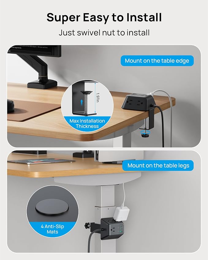 TROND Desk Clamp Power Strip, Desk Charging Station - Image 4