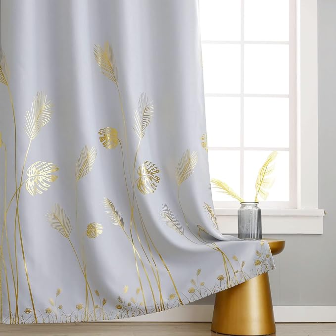 Greyish White Curtain for Dining Room 100W x 96L Inch Long Elegant Natural Palm - Image 4