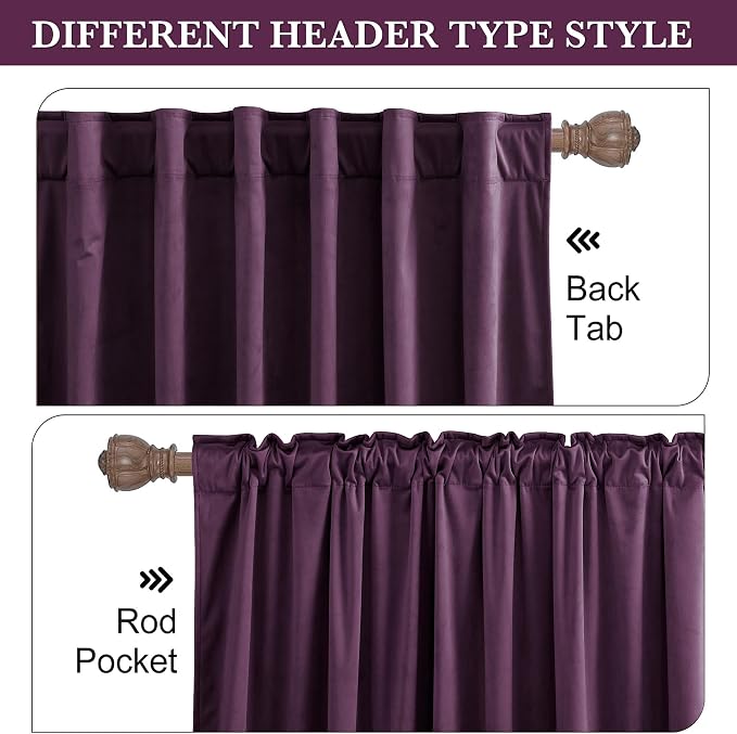 RYB HOME Velvet Room Darkening Curtains - Image 3