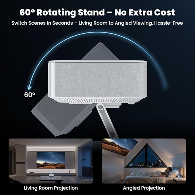 [1500 ANSI/Built-in APPs] Smart Projector with Wifi and Bluetooth: NICPOW 4K Outdoor Projector, Compatible with Netflix, Auto Focus & Keystone, Portable Proyector for Home & Outdoor Use, White