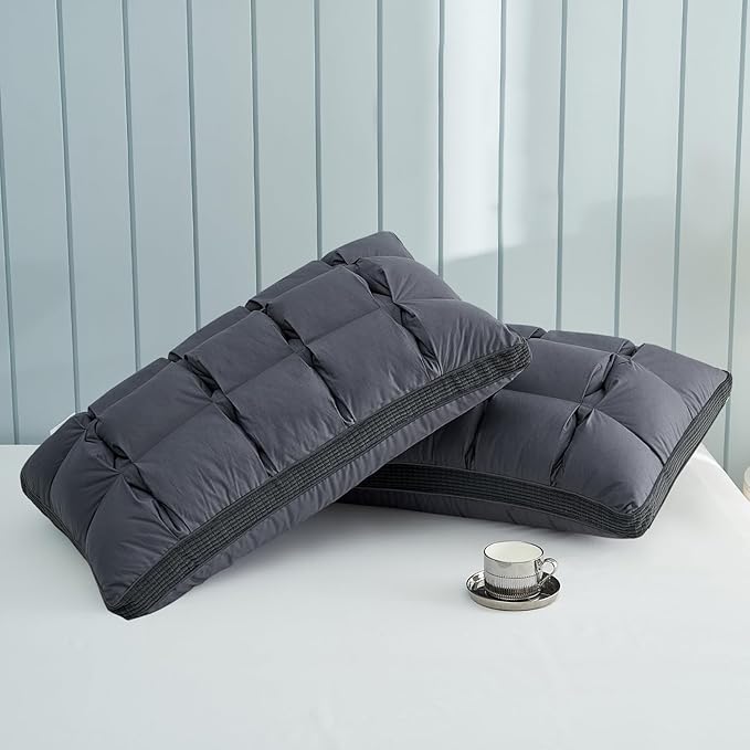 YOUR MOON Soft Pillow Queen Size of 2 for Sleeping, Super Soft Support Down Alternative Pillow, 100% Cotton Shell Luxury Comfy Fluffy Bed Pillows for Sleep(Gray)