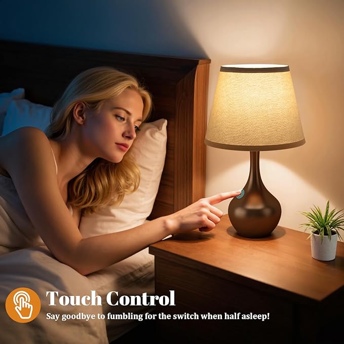 16.1" Touch Table Lamp for Nightstand, 3 Way Dimmable Small Bedroom Lamp | - Image 3