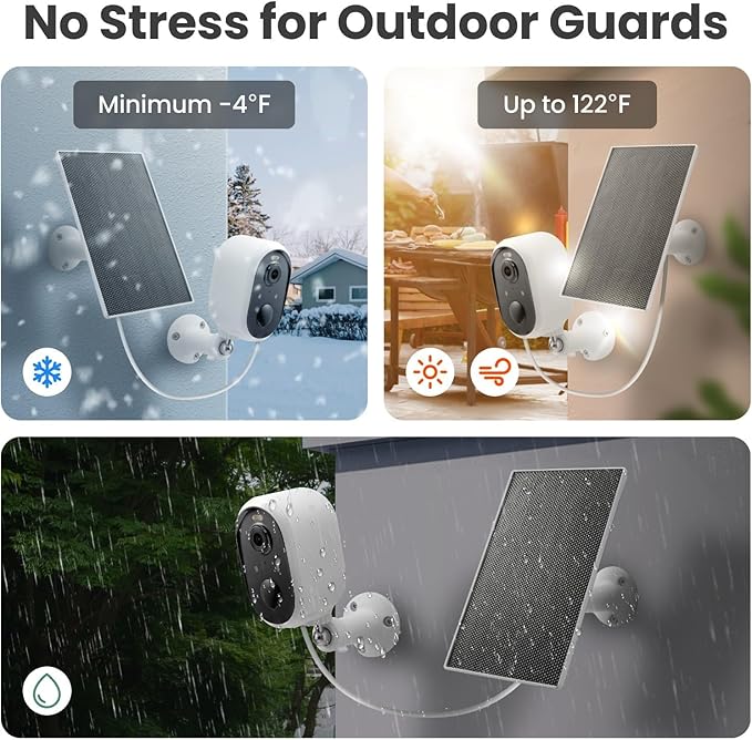 Solar Security Camera Outdoor Wireless, 2K Color Night Vision, Battery Powered PIR Motion Detection,2.4GHz WiFi Cameras for Home Surveillance, Light and Sound Alarm, 2-Way Audio