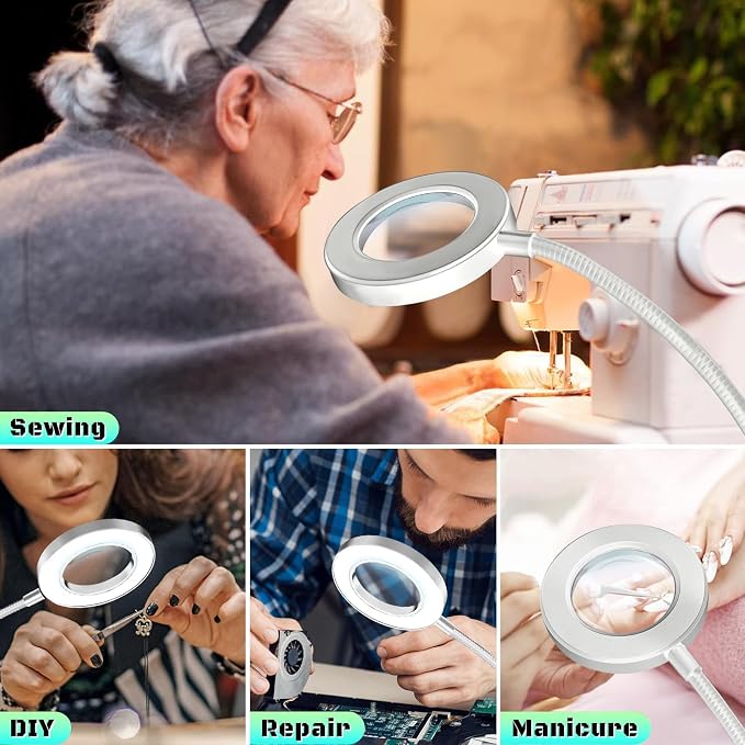 10X Magnifying Glass with Light, Clip on Mganifier with Light, 48 LED Desk - Image 6