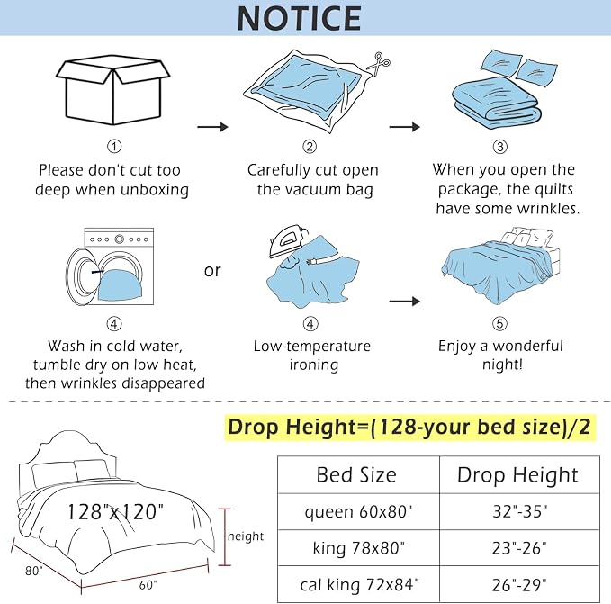 Cmfshape Oversize King Size Bedspread 128"x120", 3 Piece California King Quilt - Image 3