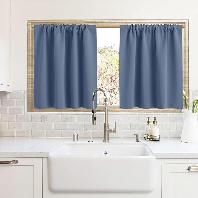 RYB HOME Cafe Blackout Curtains 24 inch Length by RYBHOME