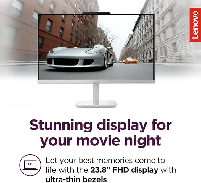 Lenovo IdeaCentre Everyday Tasks 24" Full HD All-in-One Desktop Computer • Lifetime Office 365 for The Web • Intel 4-Cores • 512GB External and 256GB SSD • 8GB RAM • Keyboard and Mouse • Windows 11