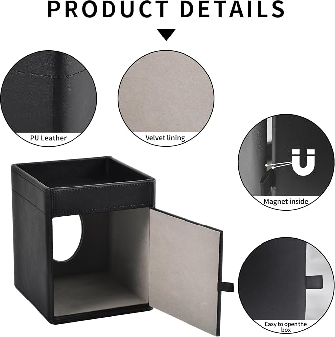 Tissue Box Cover Square Tissue Box Holder PU Leather Facial Tissues Organizer - Image 6