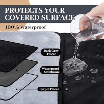 Waterproof Blanket for Bed Couch Sofa, 40''x60'' Reversible & Washable, Fleece and Flannel Waterproof Mat, Water Resistant Bed Cover, Leakproof Mattress Protector(Dark Grey/Light Grey)