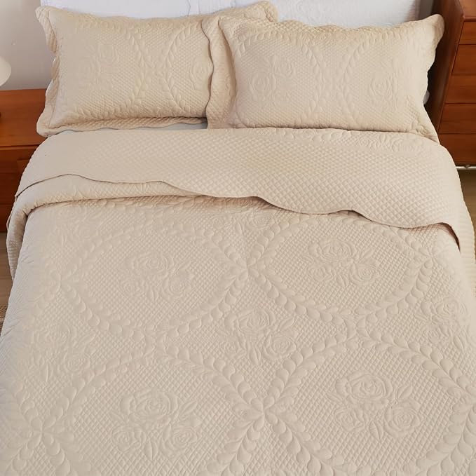 EVENHUG Oversized King Bedspreads California King Quilt Set - Image 3