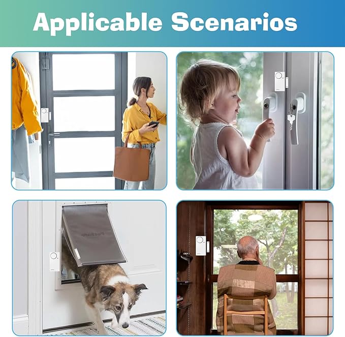 HENDUN Door Alarms When Opened with Remote, Door Bells Chimes, Door Security Sensor Pool Alarm for Kids Safety (2 Pack)