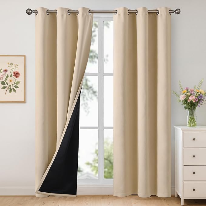 YoungsTex 100% Blackout Curtains 84 Inch Length 2 Panels, Room Darkening Drapes by YoungsTex