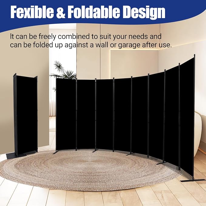 8 Panel Folding Privacy Screen, 14.67ft Wide Partition Room Dividers Panel | - Image 4