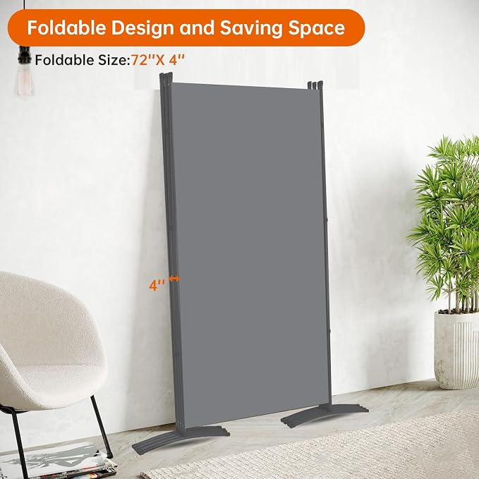 Room Divider 6FT Folding Privacy Screens, 4 Panel Partition Room Dividers | 6FT - Image 4