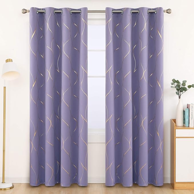 Deconovo Curtains for Living Room, Pattern Blackout Curtains 108 Inch Long | - Image 2