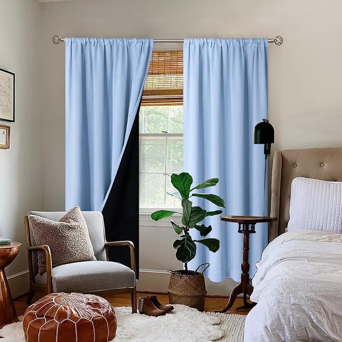BGment Light Blue 100% Blackout Curtains - Image 2