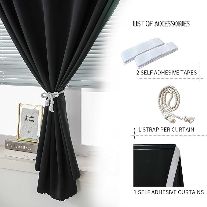 Portable Light Blocking Curtains Self Stick Design Removable Adhesive Window - Image 2