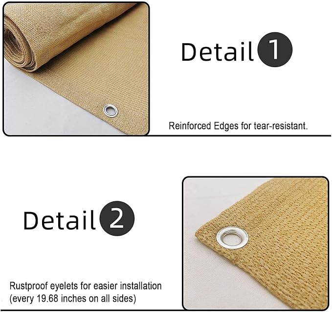 3'x10' Sand Balcony Privacy Screen Fence Windscreen Cover Fabric Shade Netting - Image 4