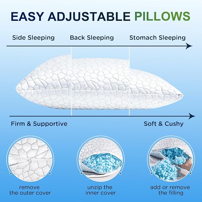 SUPA MODERN Cooling Pillow Standard Size Set of 2, CertiPUR-US Shredded Memory - Image 5