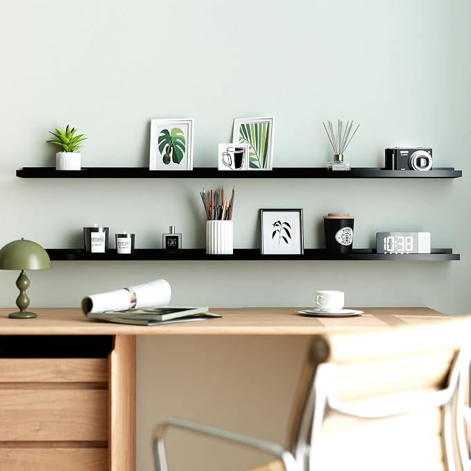 Black Floating Shelves for Wall Decor, 52 in Shelf - Image 2