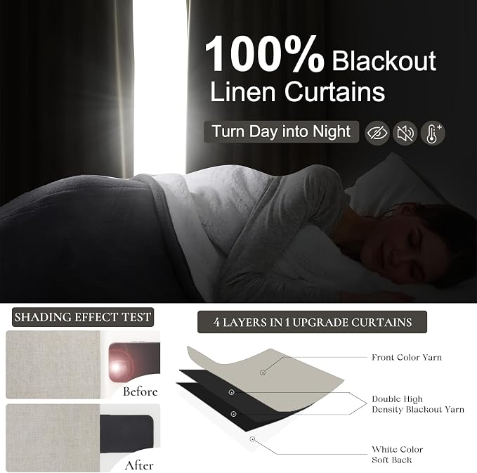 QJmydeco Curtains 70 Inch Length Wide Pleated Blackout Curtain - Image 2