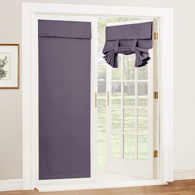 RYB HOME Blackout French Door Curtain, No Drill, W26 x L72, 1 Panel | Self by RYBHOME