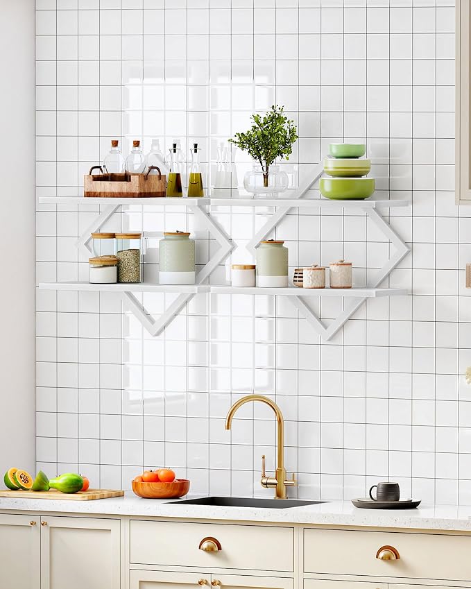 Floating Shelves, 2-Tier Hanging Shelves, Wall Shelf Set of 2, - Image 5
