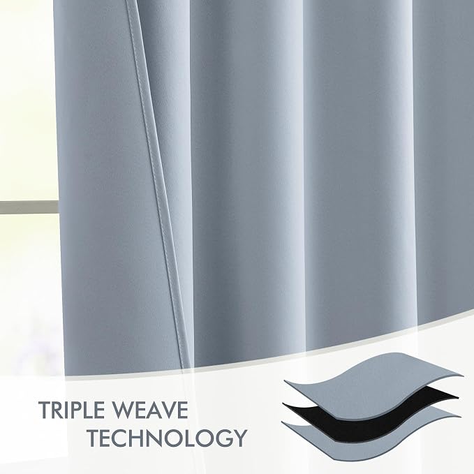 MIULEE Light Blue Back Tab Blackout Curtains 52x84 Inch Length 2 Panels Set | - Image 7