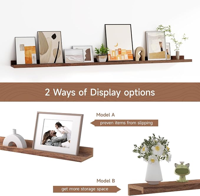 Floating Picture Ledge Shelves for Wall Set of 2, 55 Inches Picture Shelf - Image 6