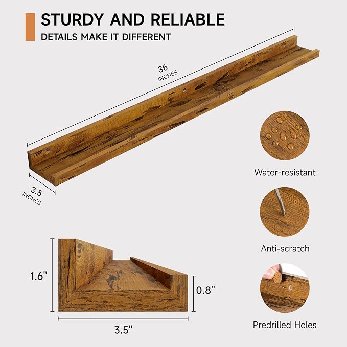 Fun Memories Picture Ledge Shelf, 36 Inch Floating Shelves Set of 2, Nursery - Image 3