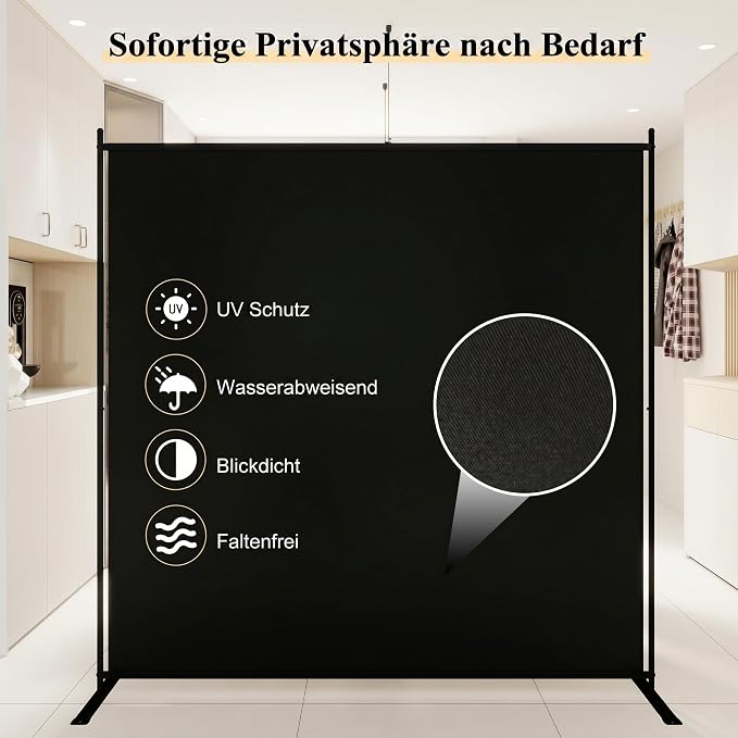 T&Jero 1-Panel Folding Room Divider, 6ft Tall Portable Privacy Screen Wall - Image 3
