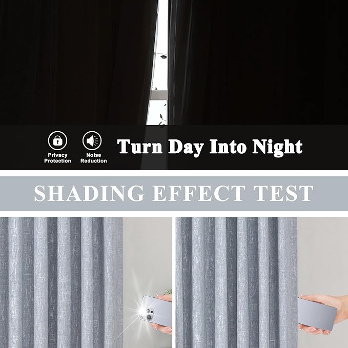 Vision Home Chambray Blue Pinch Pleated Full Blackout Curtains Room Darkening - Image 2