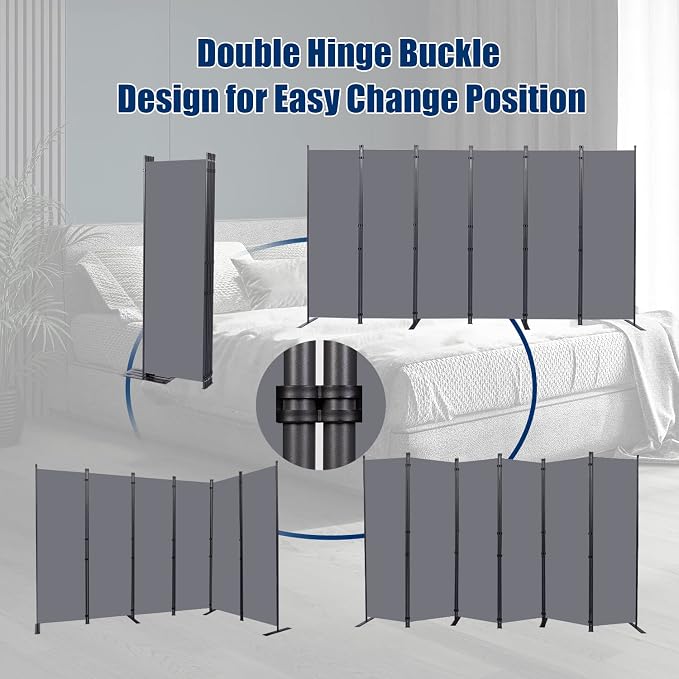 Room Divider 6 Panel-132''Wide, 6FT Room Dividers and Folding Privacy Screen | - Image 5