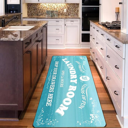 Zoke Laundry Room Rug Runner Stylish Non-Slip Laundry Room Mat 24"x72", Versatile, Waterproof Runner for Laundry, Kitchen, and Bathroom, Mudroom Decor and Farmhouse Charm