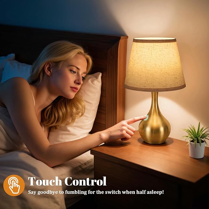 16.1" Touch Table Lamp for Nightstand, 3 Way Dimmable Small Bedroom Lamp | - Image 3