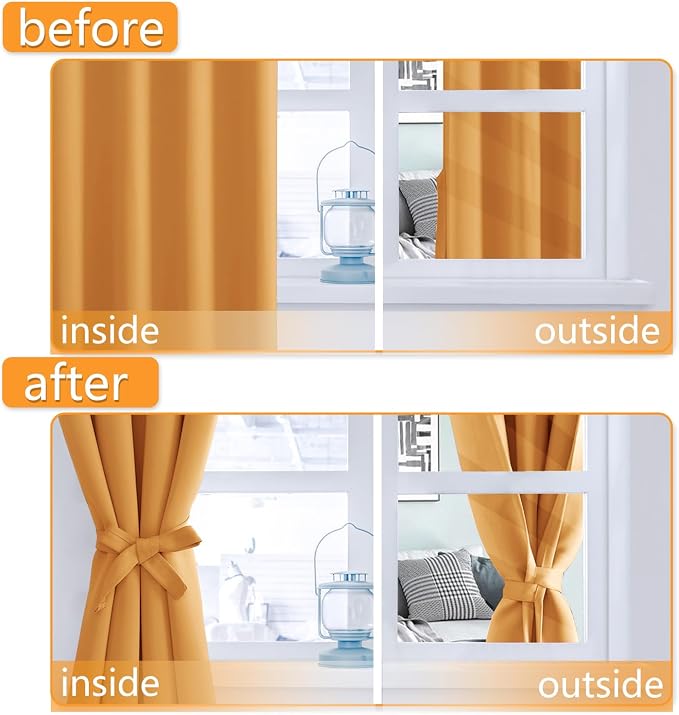 Blackout Curtains for Bedroom, Pumpkin Orange, 42 x 54 Inch | Thermal Insulated - Image 5