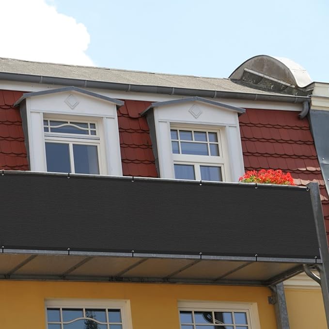 Custom Size 2.5'x35' Black Balcony Privacy Screen 90% UV Block | Windscreen - Image 7