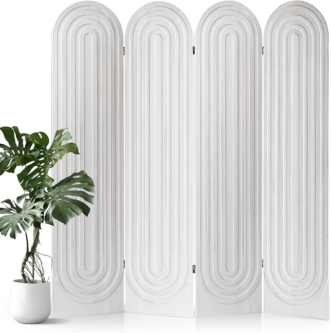 Wood Room Divider Panel, Folding Privacy Screen 4 Panel, Separators Divider by Aletheiawu