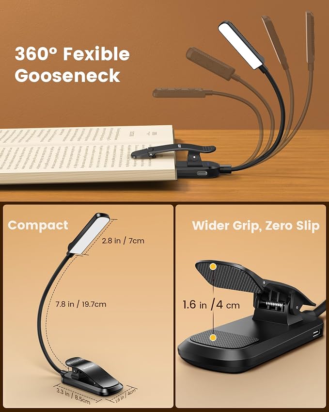 Glocusent 13 LED Book Lights for Reading at Night, Gifts for Book Lovers | - Image 6