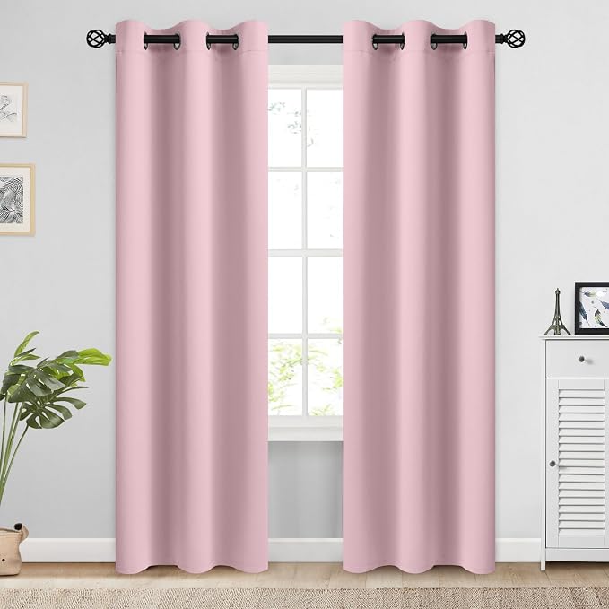 COSVIYA Grommet Room Darkening Pink Curtains 84 inch Long by COSVIYA
