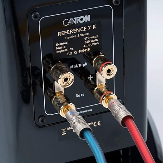 AutCreation Speaker Cable Wire with Banana Plugs,14 AWG HiFi Pure Copper Speaker Wire,99.9% OFC Stranded Copper Wire,Gold Plated Banana Tip Plugs,Red/Blue (1.5M(4.9ft))