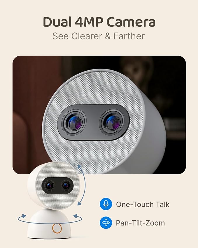 Simsky Split Screen Video Baby Monitor with Cameras, Dual 4MP Cameras with 6X Zoom, 7" UHD Touch Screen Portable Audio Baby Monitor 32GB Local Storage