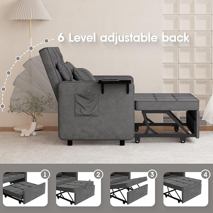 Convertible Sleeper Chair Bed, 3-in-1 Sofa Bed - Image 4