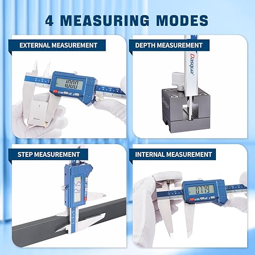 Dasqua Digital Caliper 12", IP54 Stainless Steel Water Resistant Caliper with Large LCD Display and Storage Case, Easy Switch Between Inch/Metric/Fraction, Accuracy 0.001'', Precision Measuring Tool