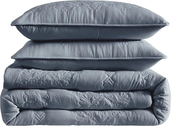 B2EVER Boho Blue Quilt King Size Bedding Sets - Image 6