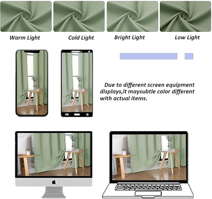 Simplebrand Ava Light Green Short 36 Inches Blackout Curtain 2 Panels Set - Image 8