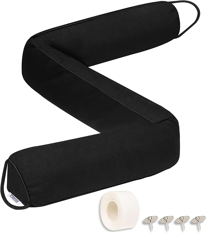 TORRAMI Under Door Draft Stoppers 36 Inch, Heavy Triangle Stop Draft Block Cold Air/Wind/Breeze Noise Blocker Door Sweeps Weather Stripping Bottom Seal Black