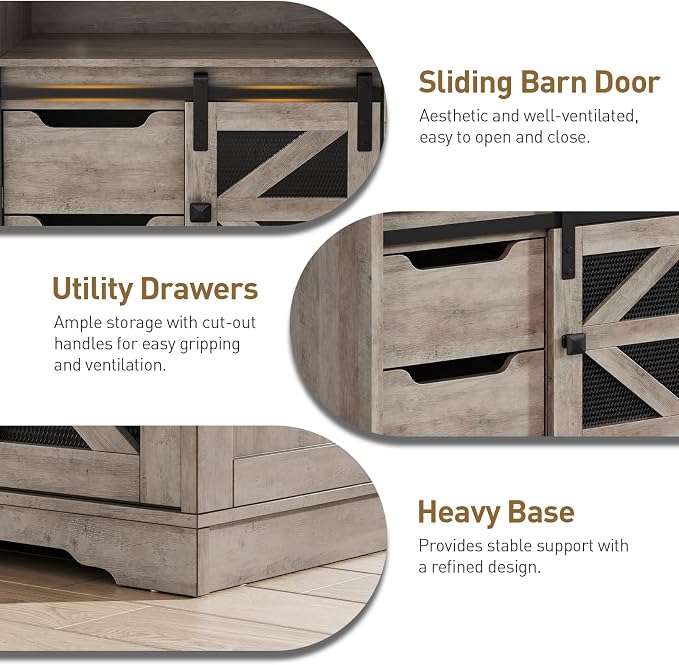 Farmhouse End Table with Charging Station, Sofa Side Table with 2 Drawers and - Image 6
